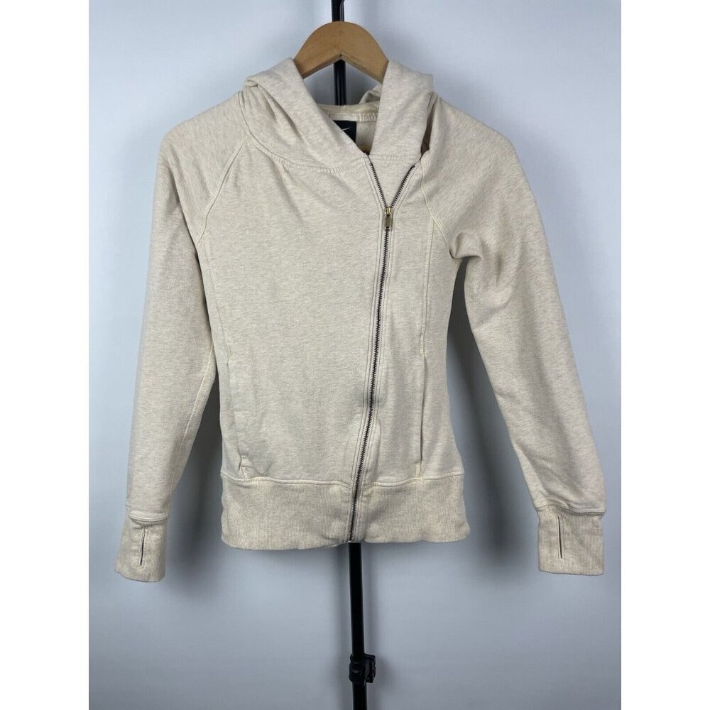 Nike Yoga‎ Oatmeal Hyper Flow Asymmetrical Full Zip Training Hoodie Size XS